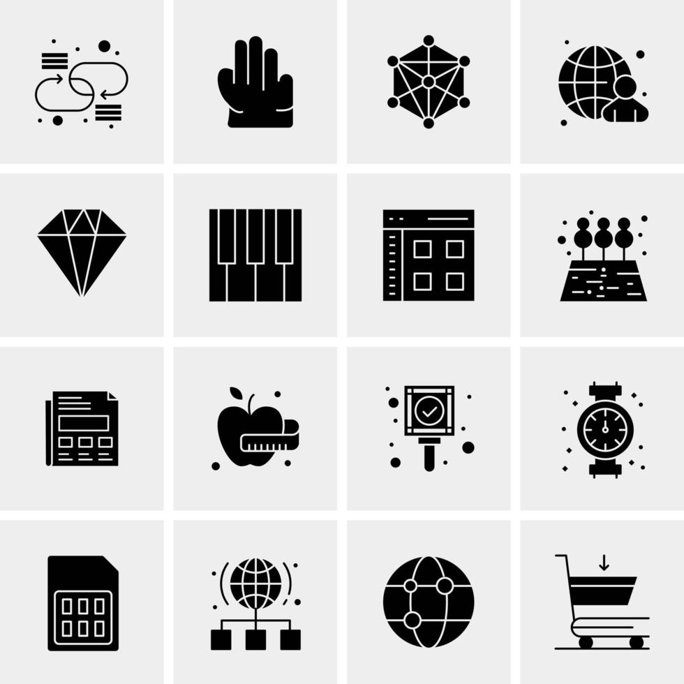 16 iconos de negocios universales vector ilustración de icono creativo para usar en proyectos relacionados con la web y dispositivos móviles