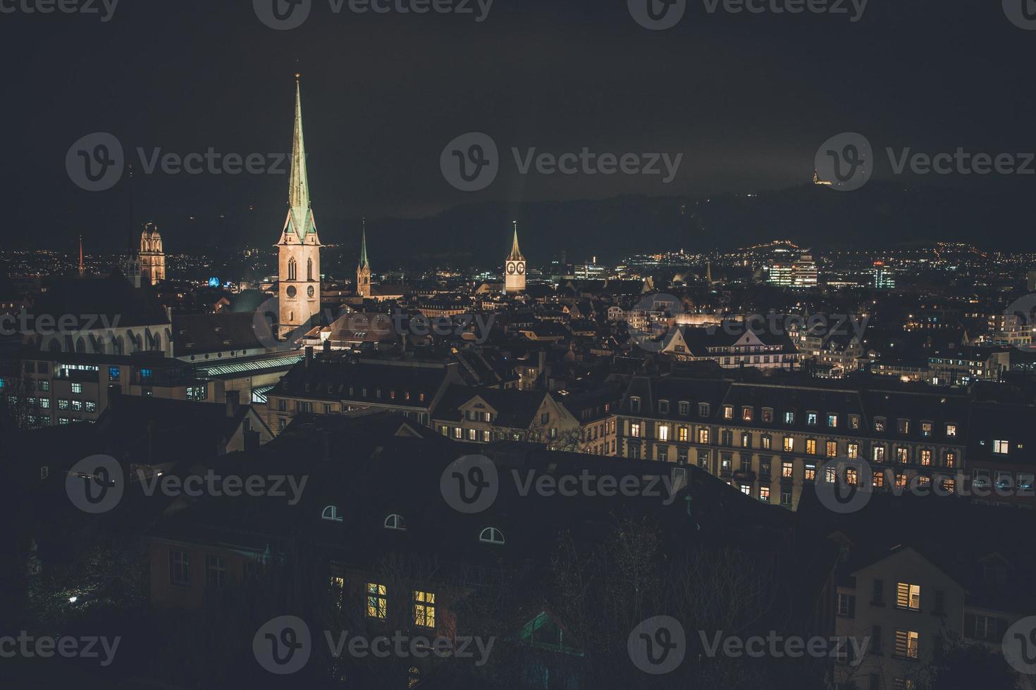 Night time views of Zurich, Switzerland from ETH Zurich photo