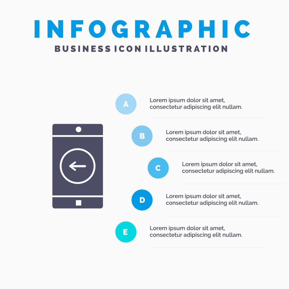 aplicación móvil aplicación móvil izquierda icono sólido infografía 5 pasos presentación antecedentes vector