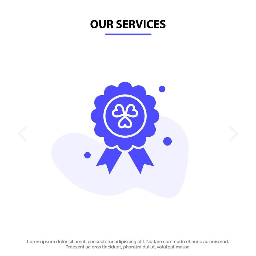 Our Services Award Medal Ireland Solid Glyph Icon Web card Template vector