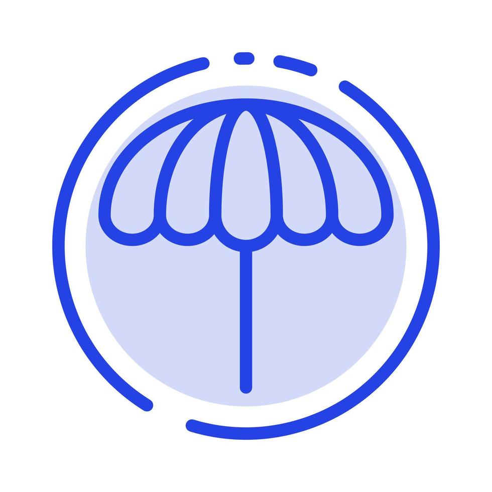 Beach Umbrella Weather Wet Blue Dotted Line Line Icon vector