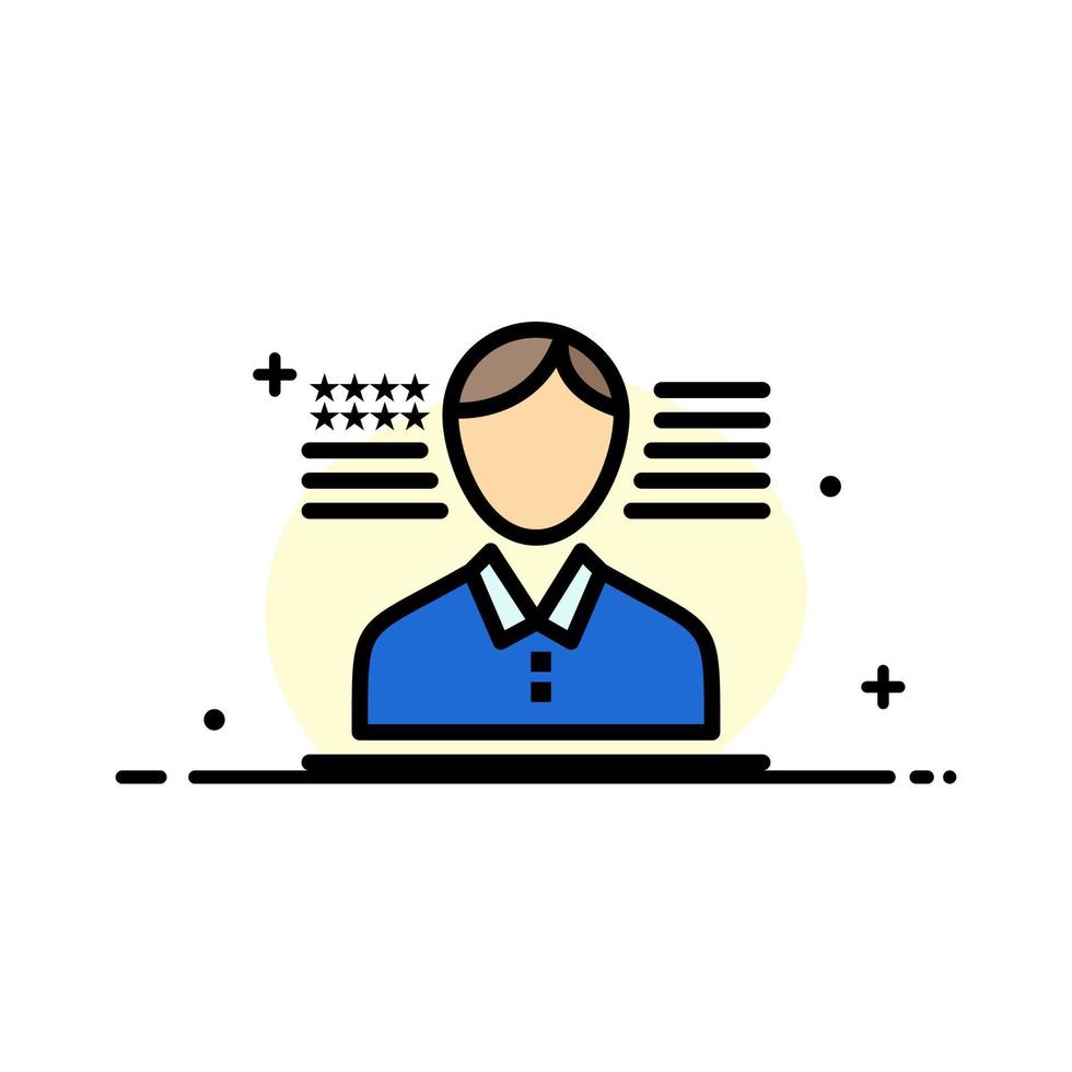 Man American Flag  Business Flat Line Filled Icon Vector Banner Template