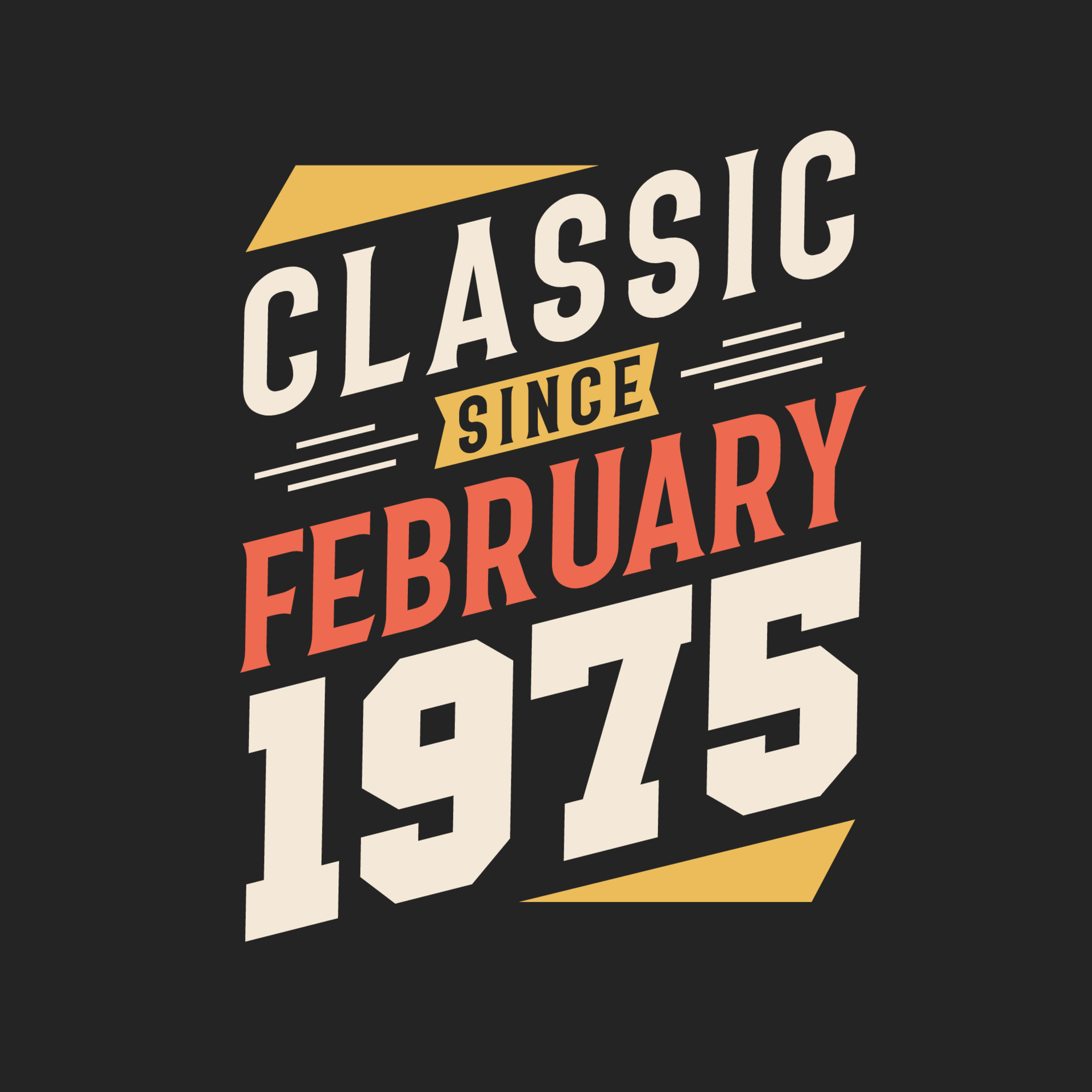 Classic Since February 1975. Born in February 1975 Retro Vintage