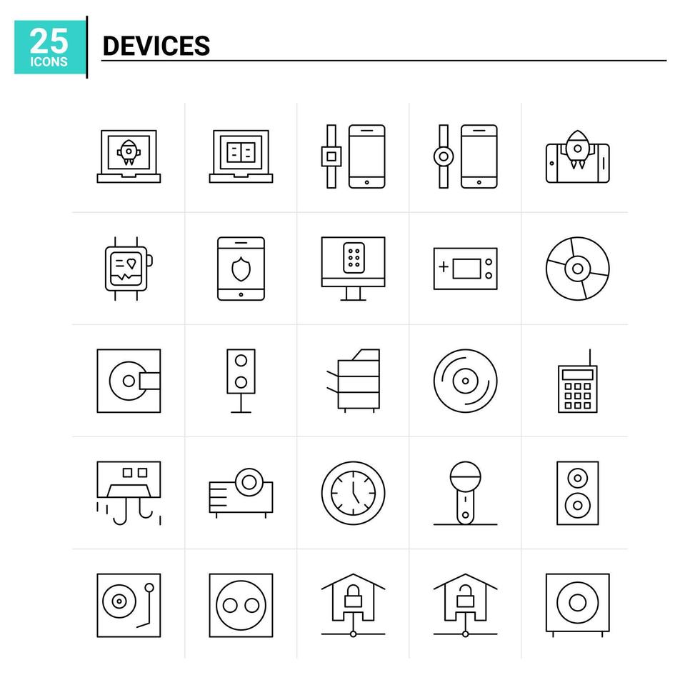 25 Devices icon set vector background