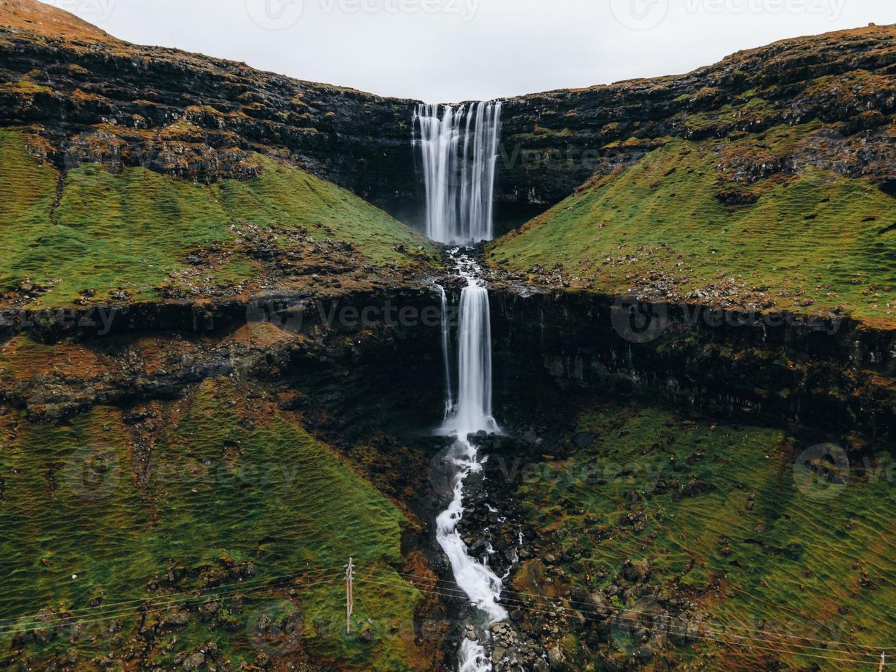 Fossa Waterfall as seen in the Faroe Islands 15543891 Stock Photo at ...