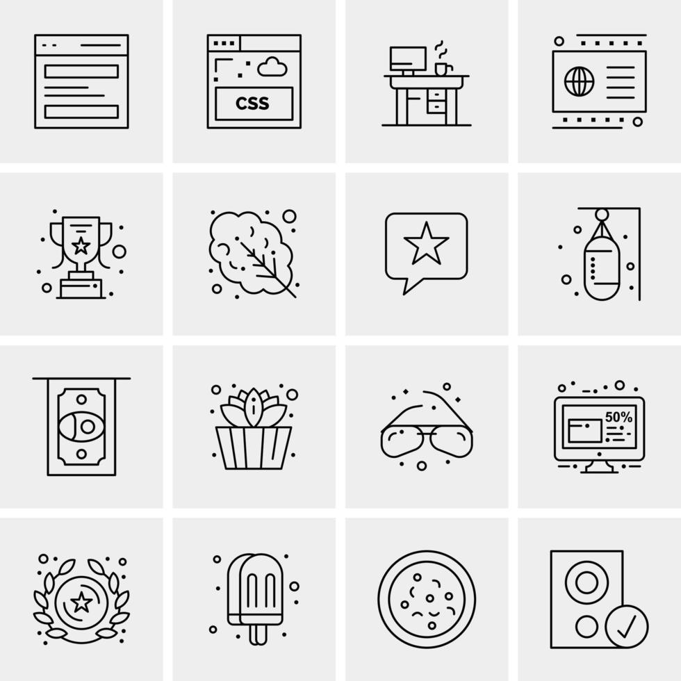 16 iconos de negocios universales vector ilustración de icono creativo para usar en proyectos relacionados con la web y dispositivos móviles