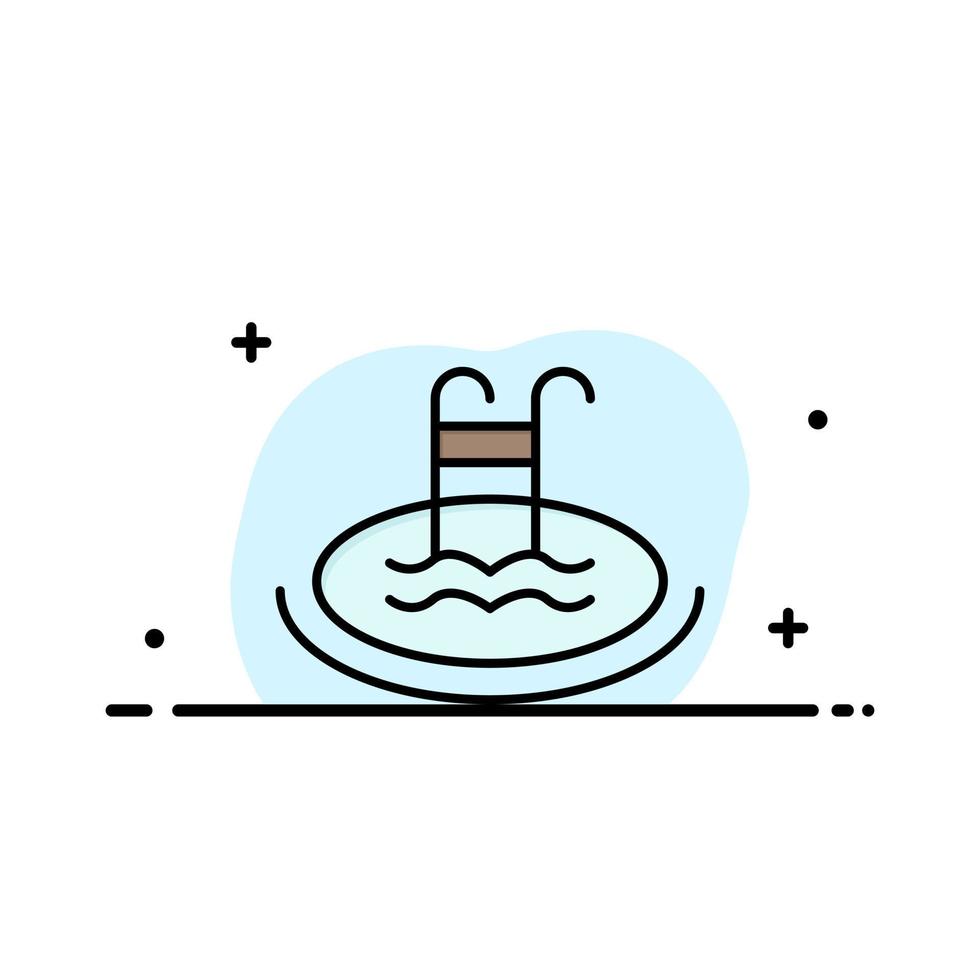 Hotel Pool Swimming Service  Business Flat Line Filled Icon Vector Banner Template