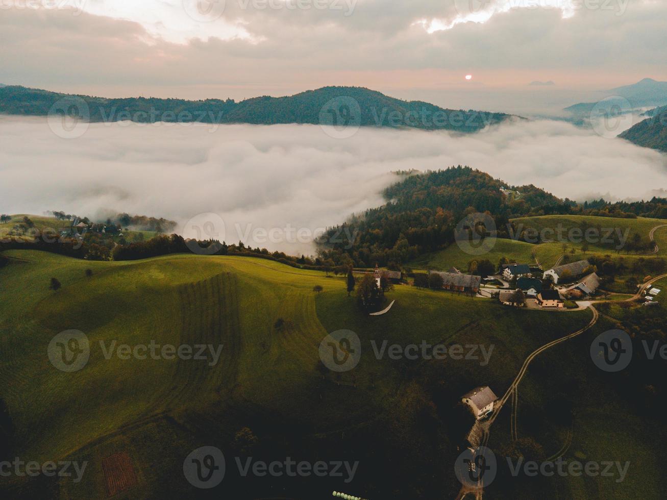 Drone views of the Slovenian town of Sveti Tomaz photo