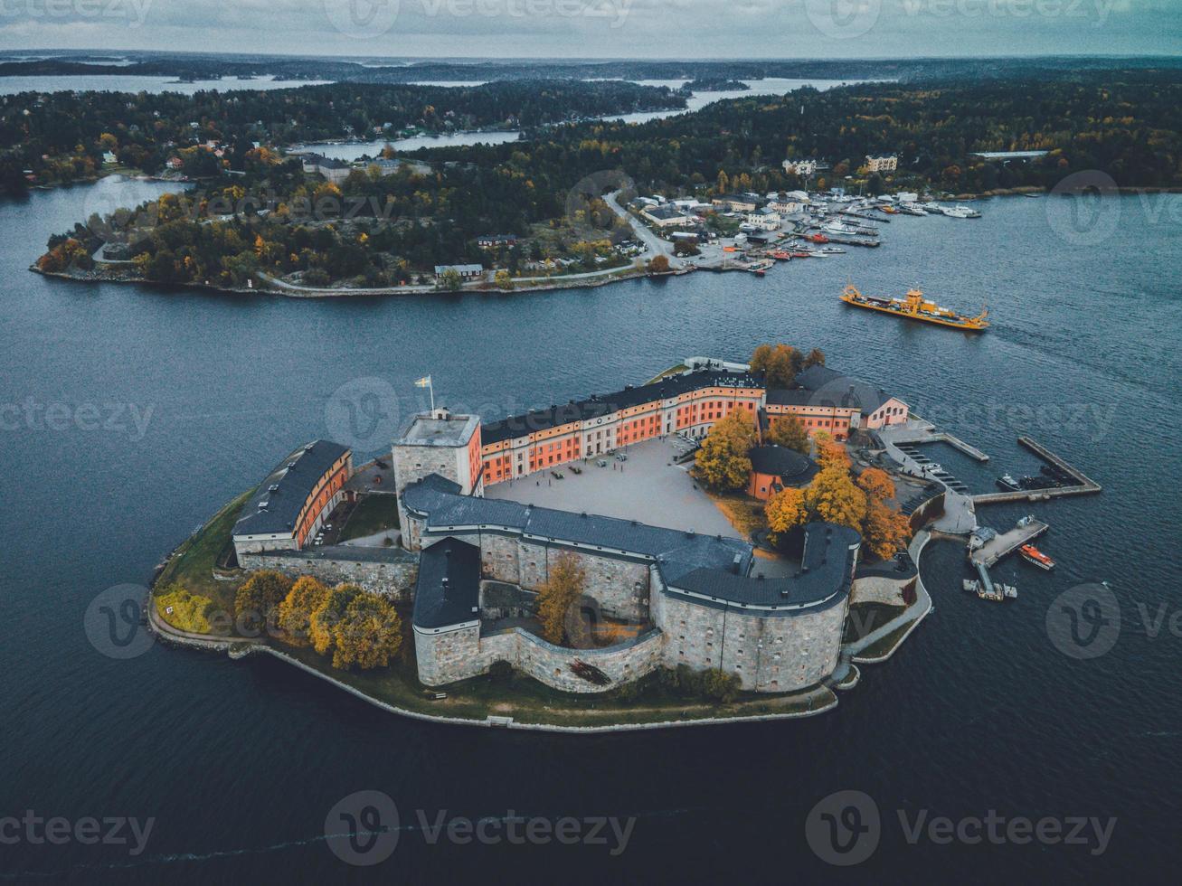 Vaxholm Castle by Drone in Vaxholm, Sweden photo