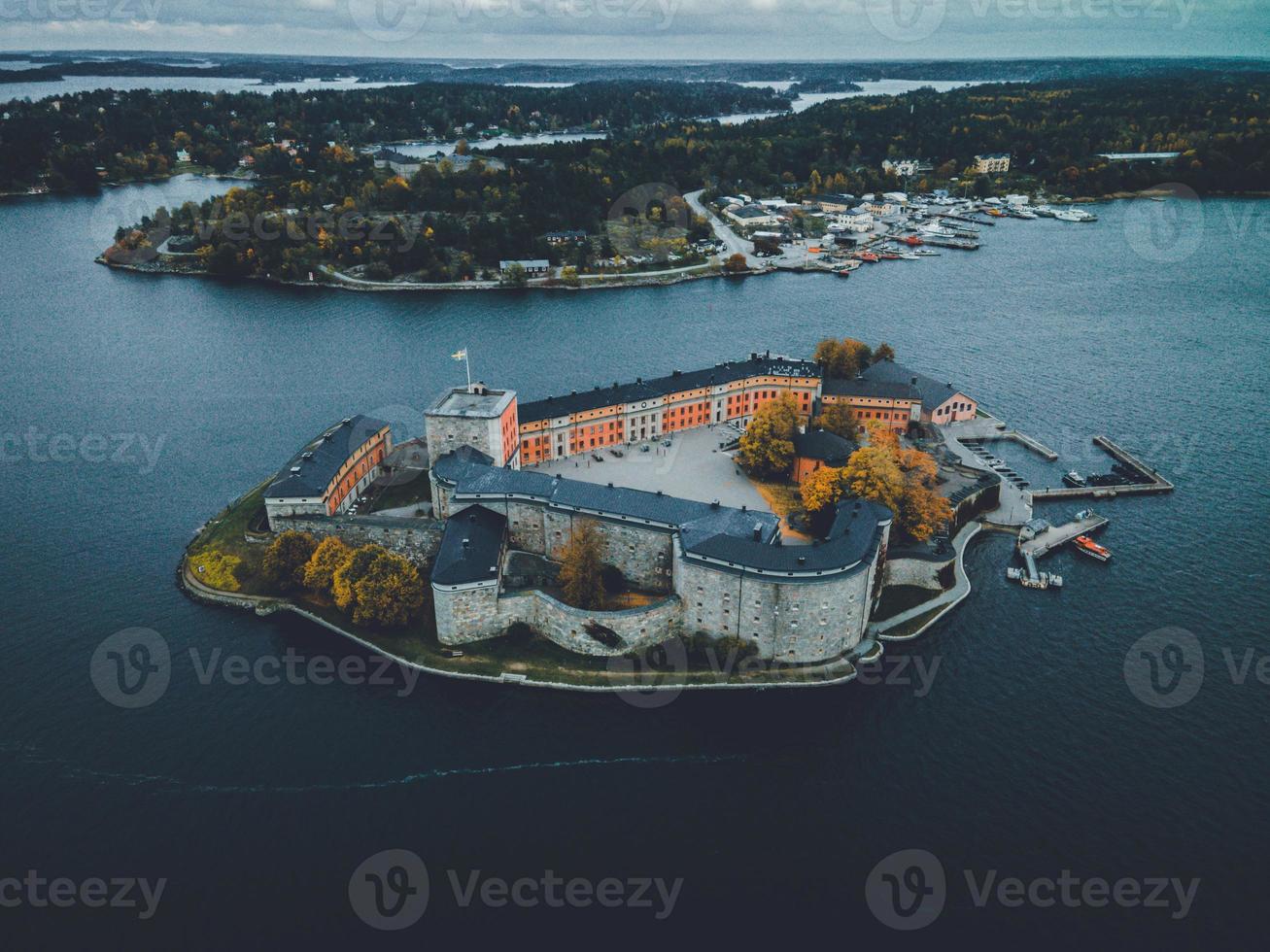 Vaxholm Castle by Drone in Vaxholm, Sweden photo