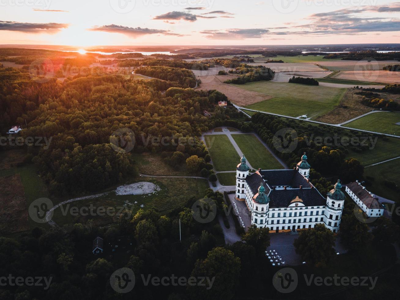 Skokloster Castle at Sunset by Drone in Sweden photo