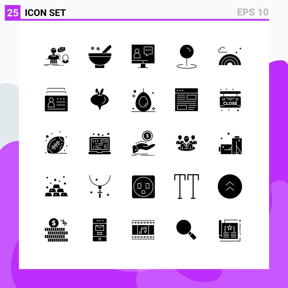 Set of 25 Modern UI Icons Symbols Signs for map service natural online consulting Editable Vector Design Elements