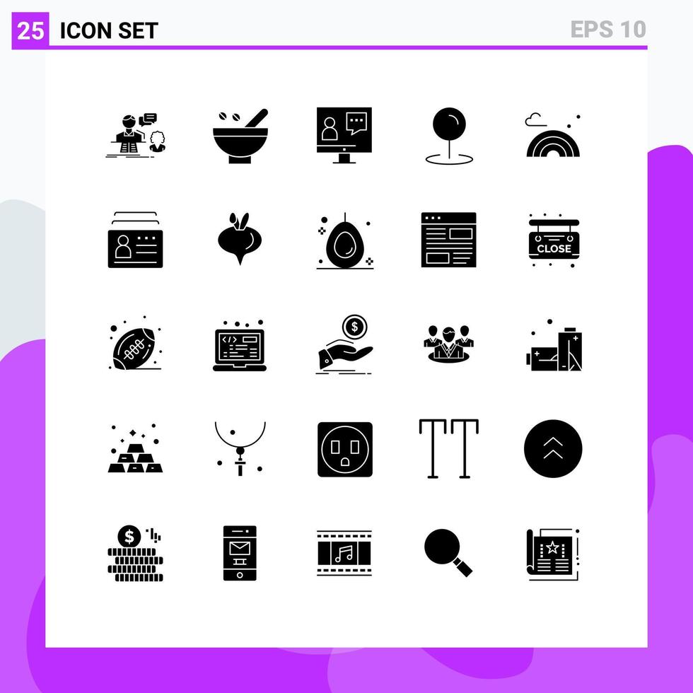 conjunto de 25 iconos modernos de la interfaz de usuario signos de símbolos para el servicio de mapas consultoría en línea natural elementos de diseño de vectores editables