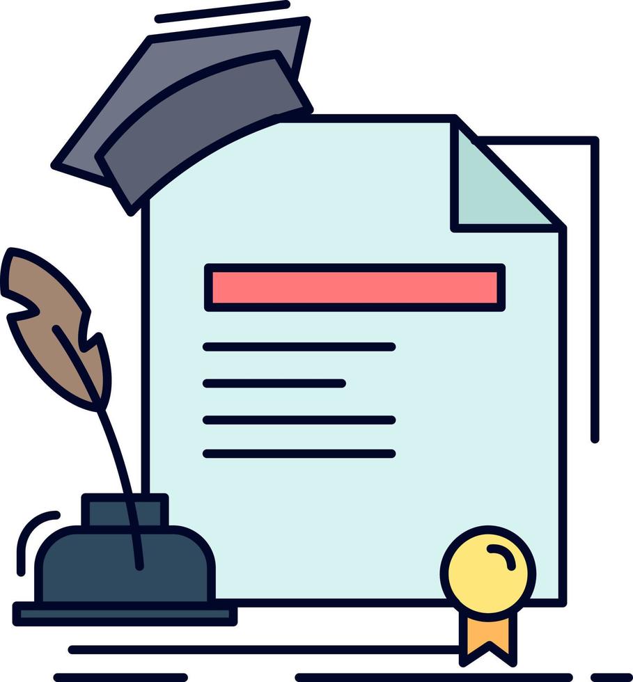 certificate degree education award agreement Flat Color Icon Vector