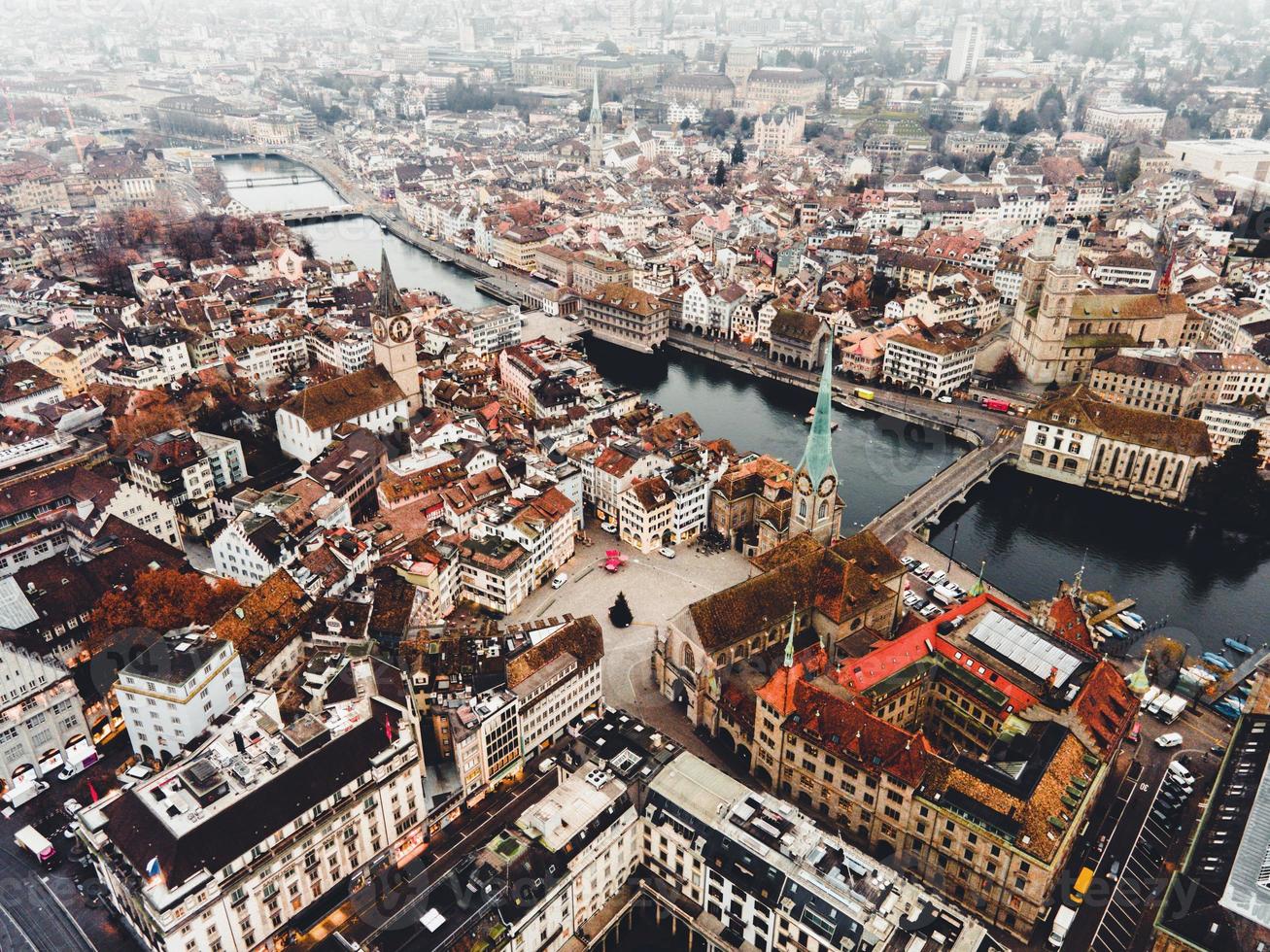 Aerial photo of Zurich, Switerland by drone