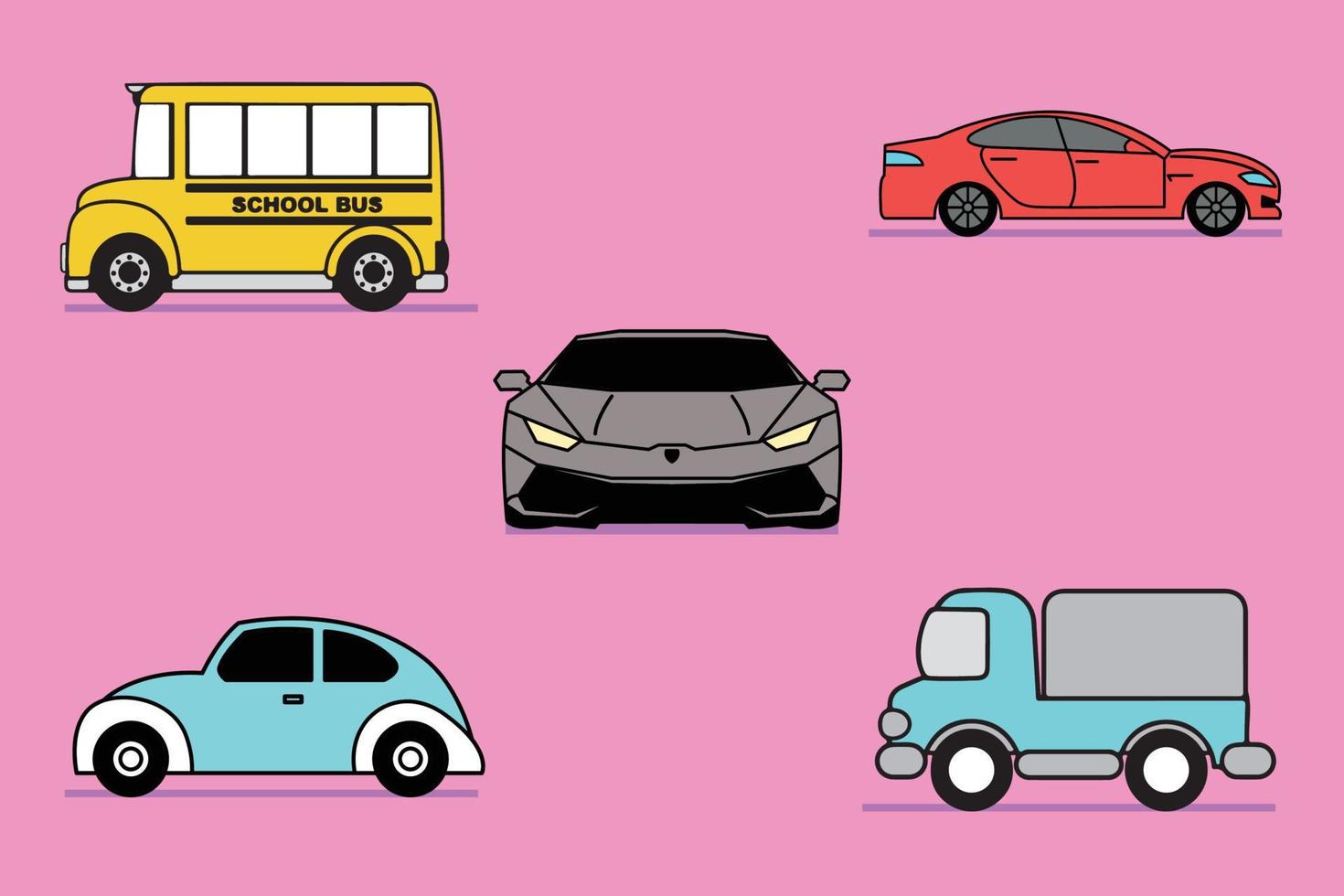 car cartoon collection flat vector