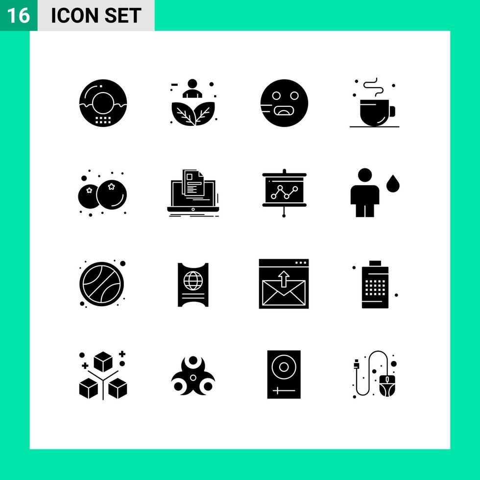 16 Creative Icons Modern Signs and Symbols of time coffee nature break hungry Editable Vector Design Elements