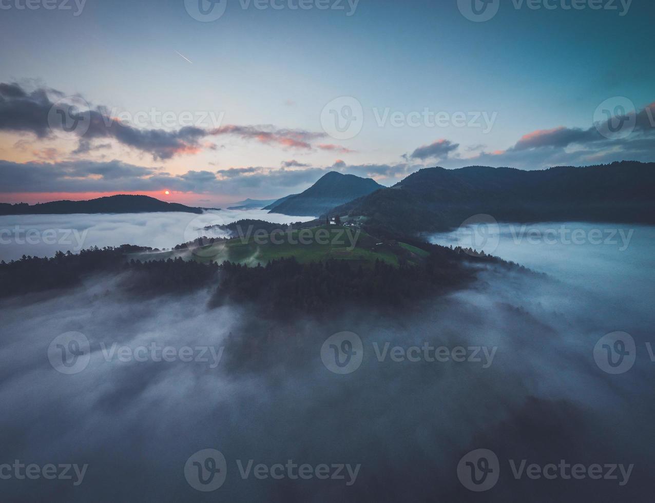 Drone views of the Slovenian town of Sveti Tomaz photo