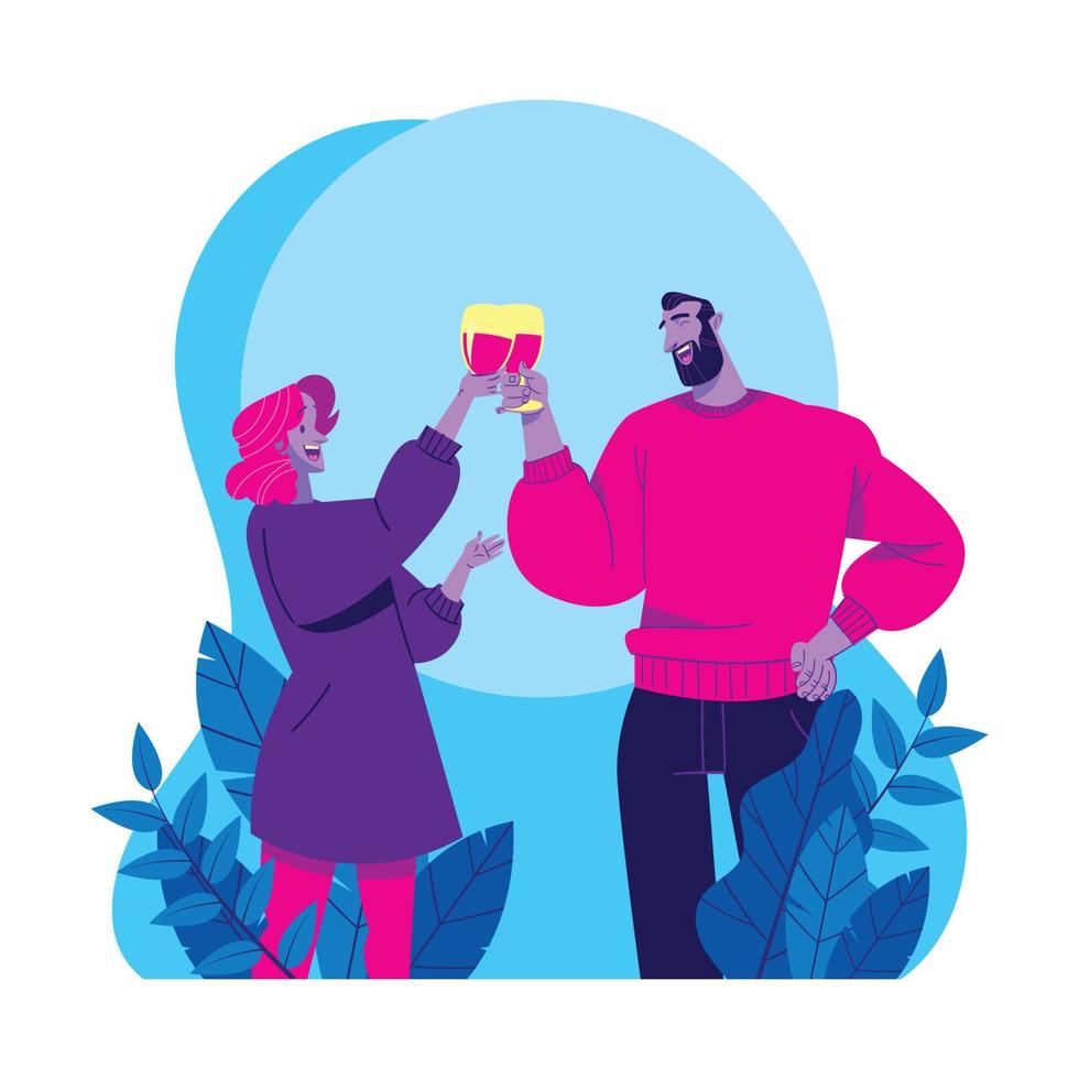 Romantic Couple Toasting Wines vector