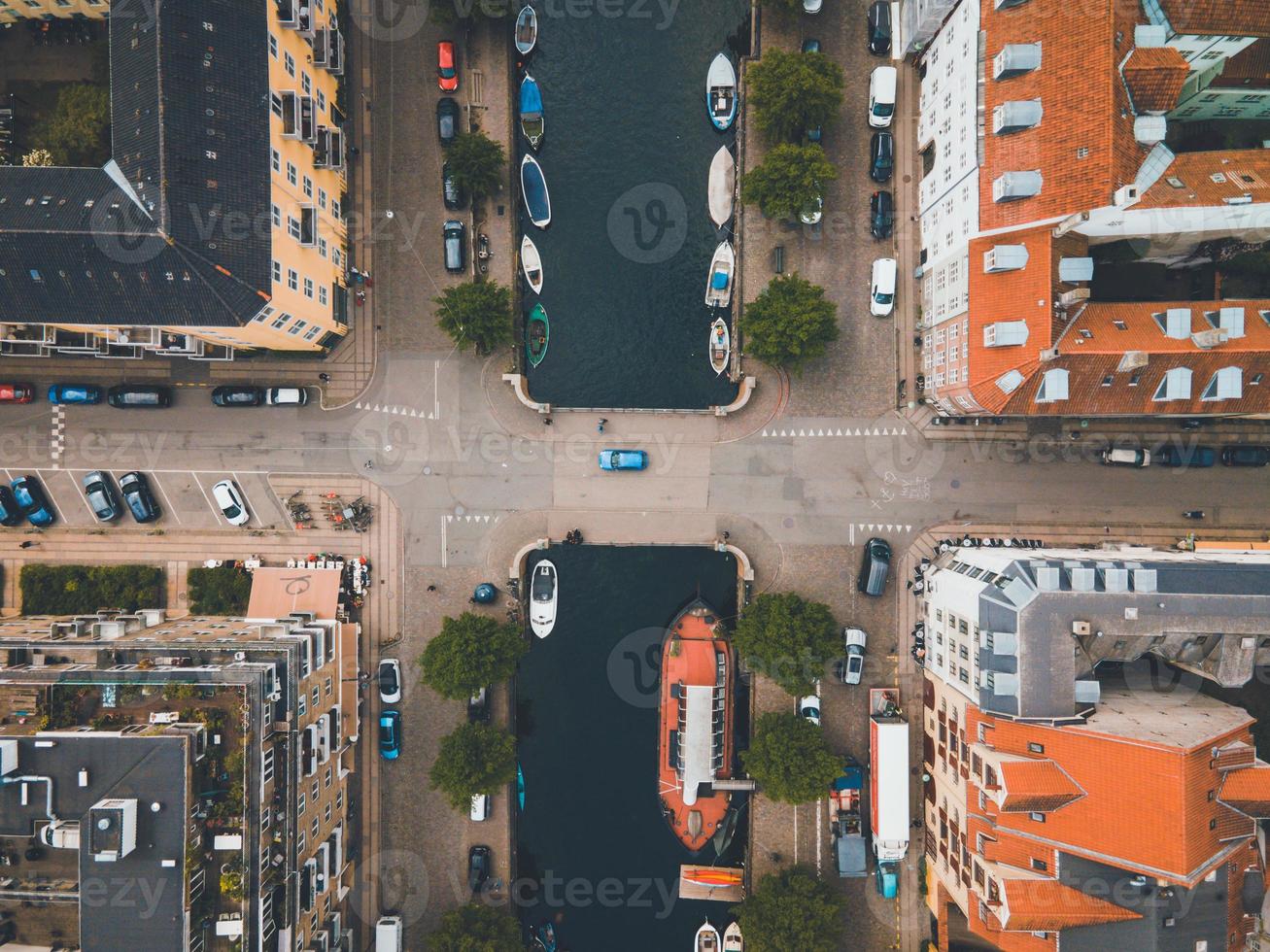 Christianshavn Canal in Copenhagen, Denmark by Drone photo