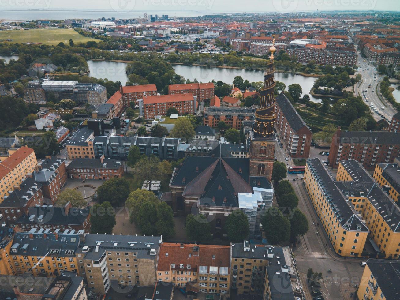 Church of Our Saviour, Vor Frelsers Kirke, in Copenhagen, Denmark by Drone photo
