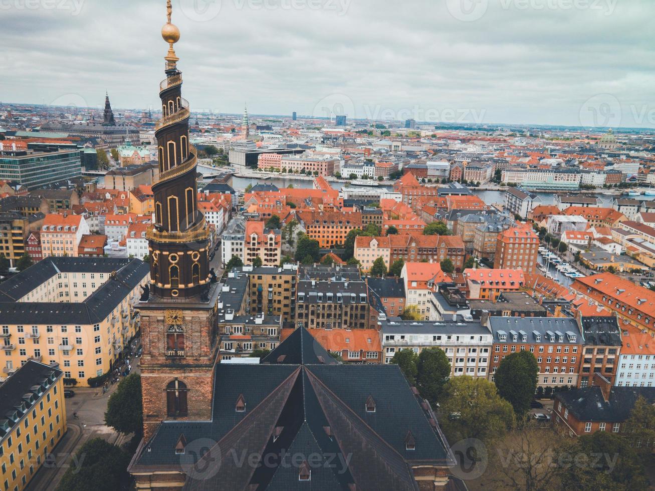 Church of Our Saviour, Vor Frelsers Kirke, in Copenhagen, Denmark by Drone photo