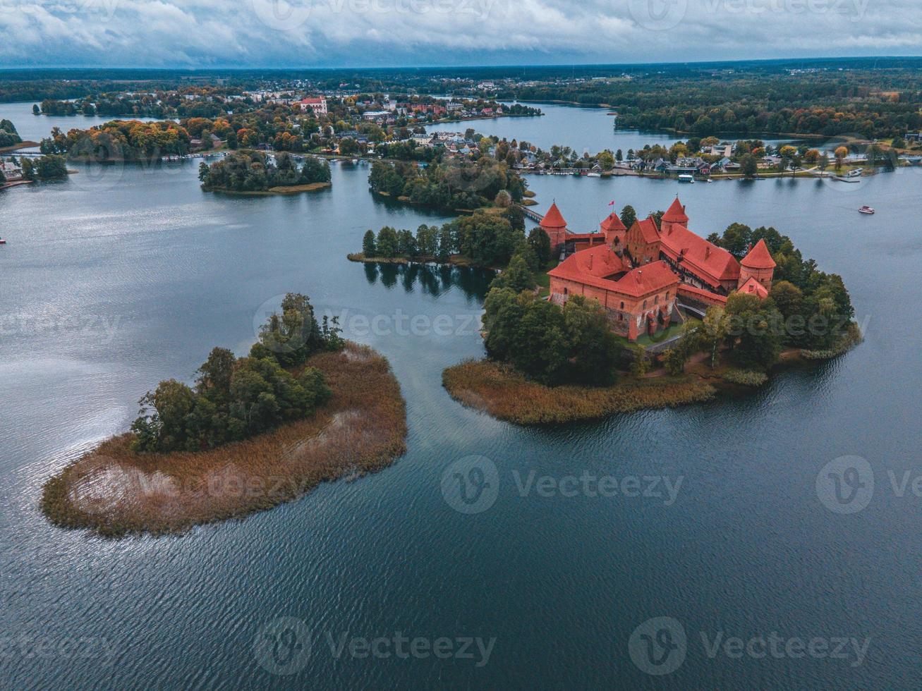 Trakai Island Castle by drone in Lithuania photo