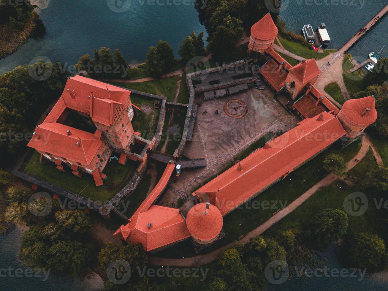 Trakai Island Castle by drone in Lithuania photo