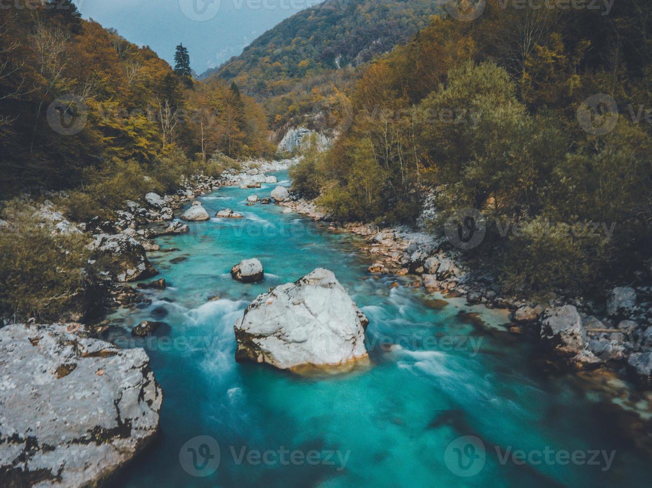 Drone views of the Soca River in Slovenia photo