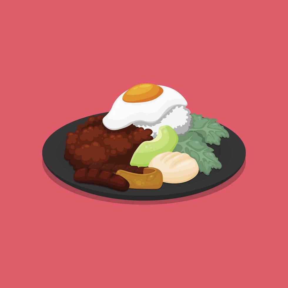 Bandeja Paisa Colombia Food. Design with cartoon style. vector