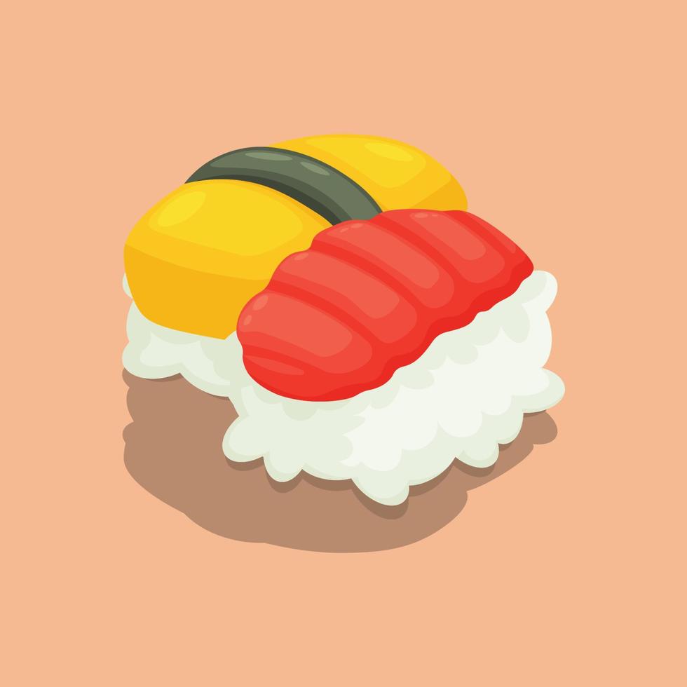 sushi comida japonesa. diseño con estilo de dibujos animados. vector