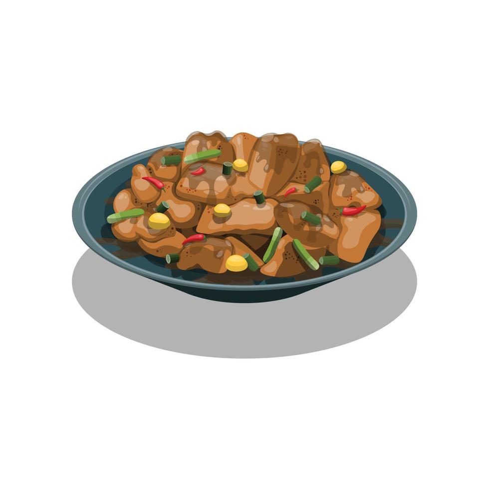 fondo de pollo kung pao. diseño con estilo de dibujos animados. vector