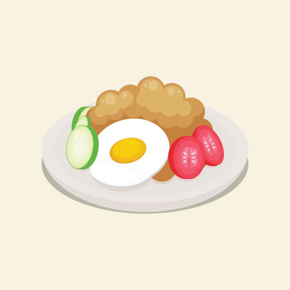 Fried Rice Indonesia Food. Design with cartoon. vector
