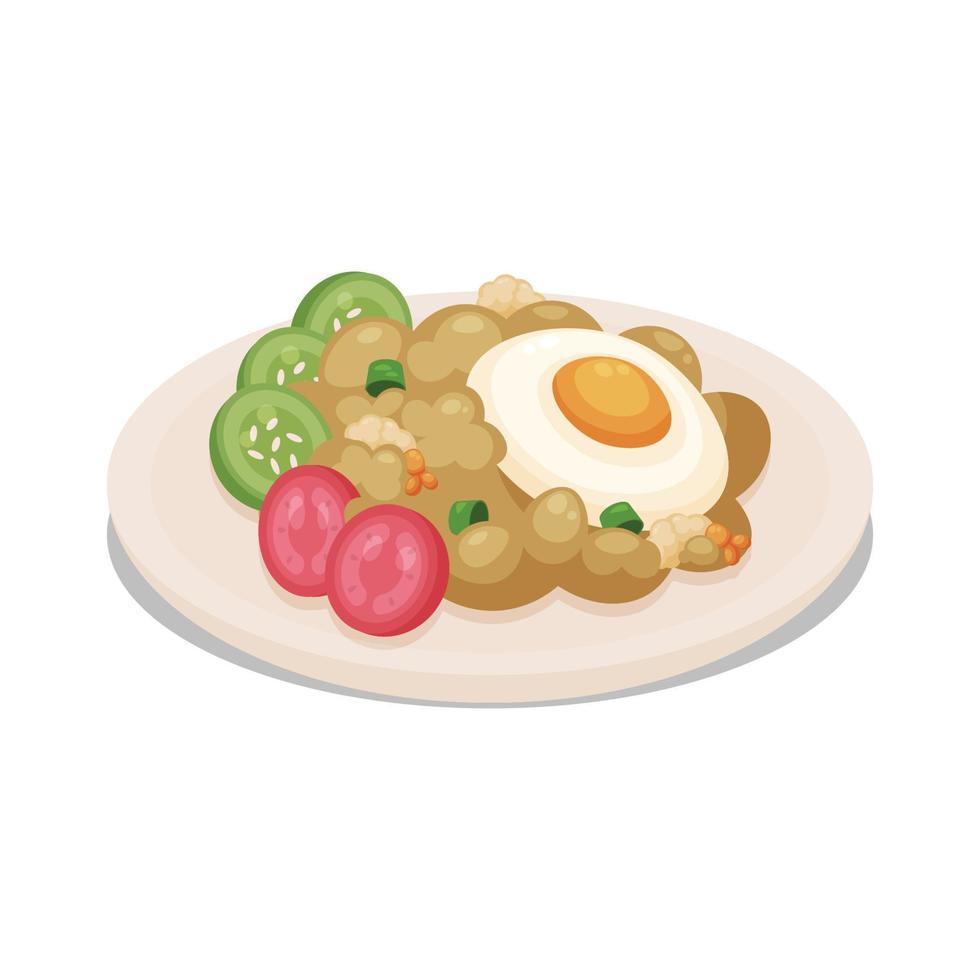 Fried Rice Indonesia Food. Design with cartoon. vector