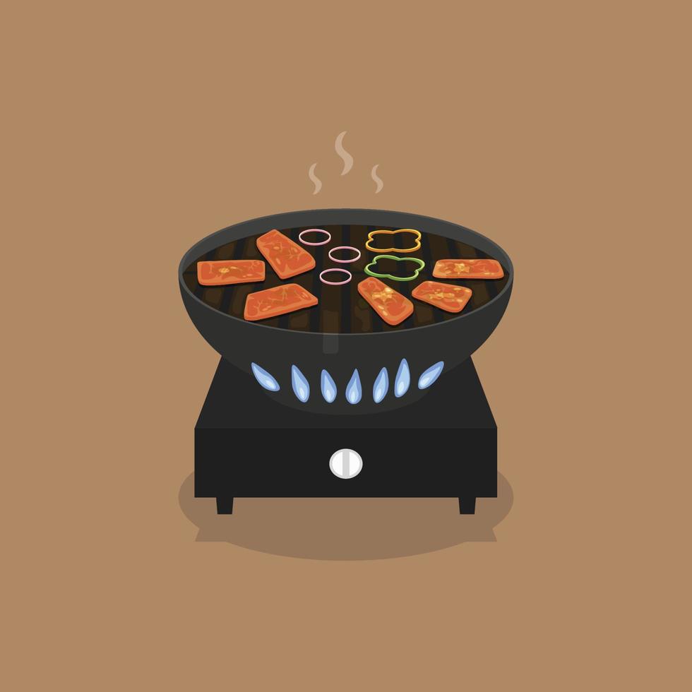 Samgyeopsal background. Design with cartoon style. vector