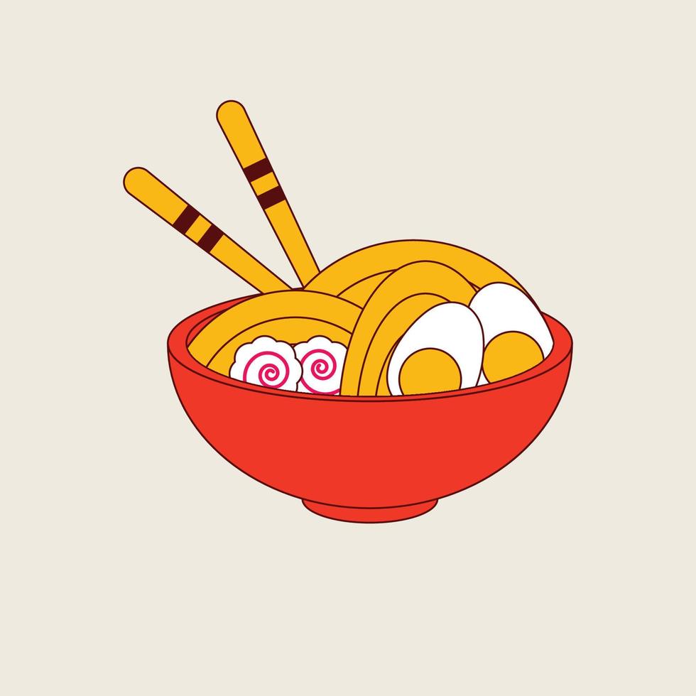 Ramen Japan Food. Design with cartoon. vector