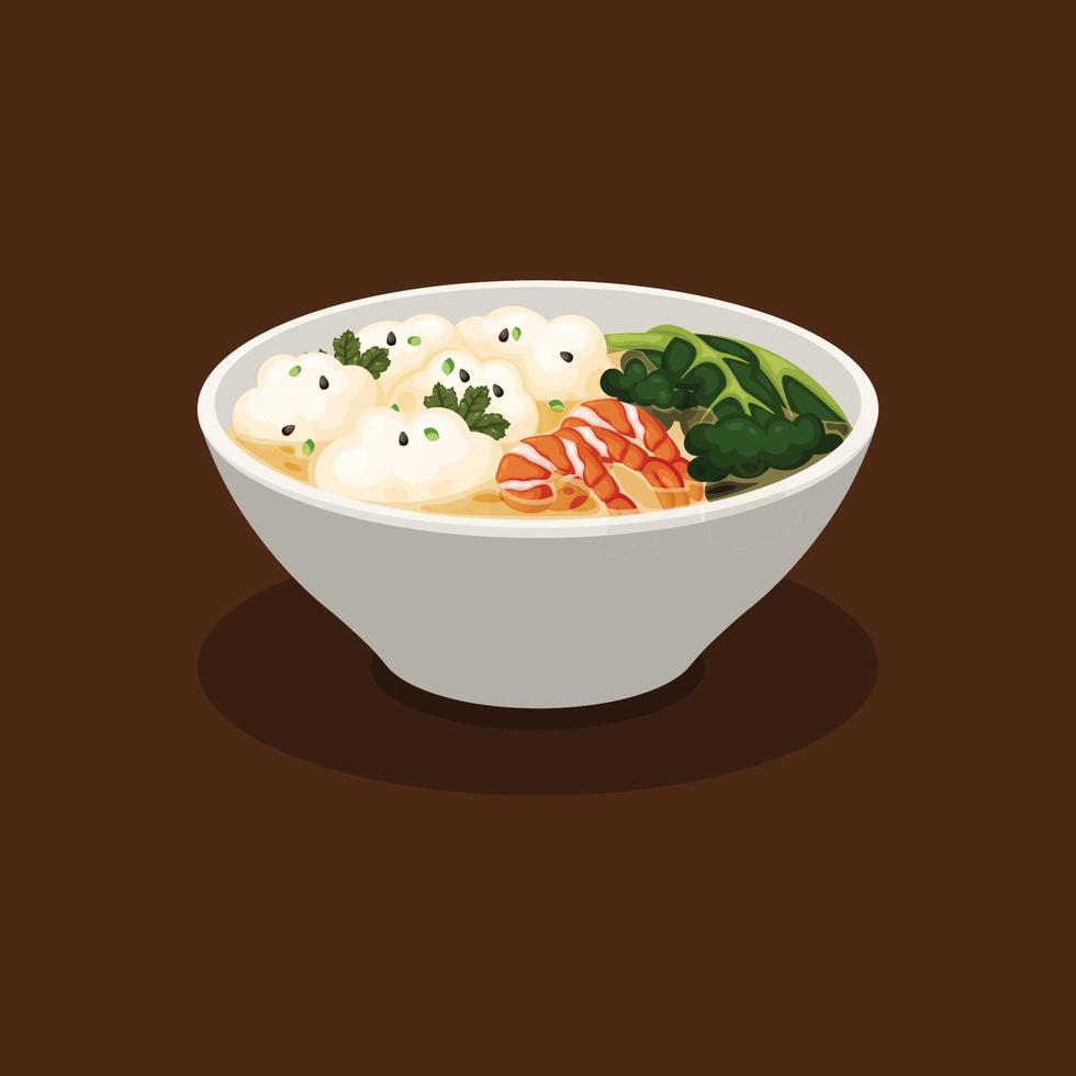 fondo de fideos wonton. diseño con estilo de dibujos animados. vector