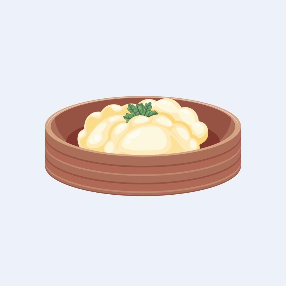 fondo jiaozi. diseño con estilo de dibujos animados. vector