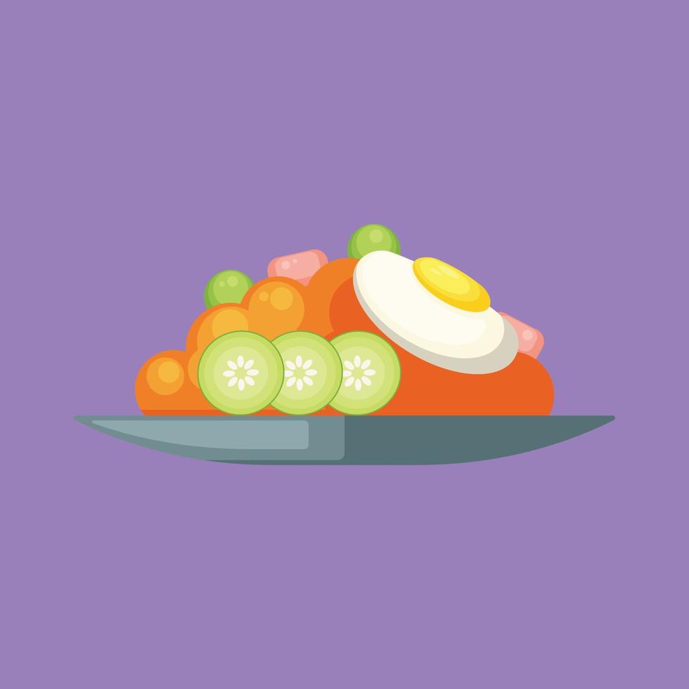 Fried Rice Indonesia Food. Design with cartoon. vector