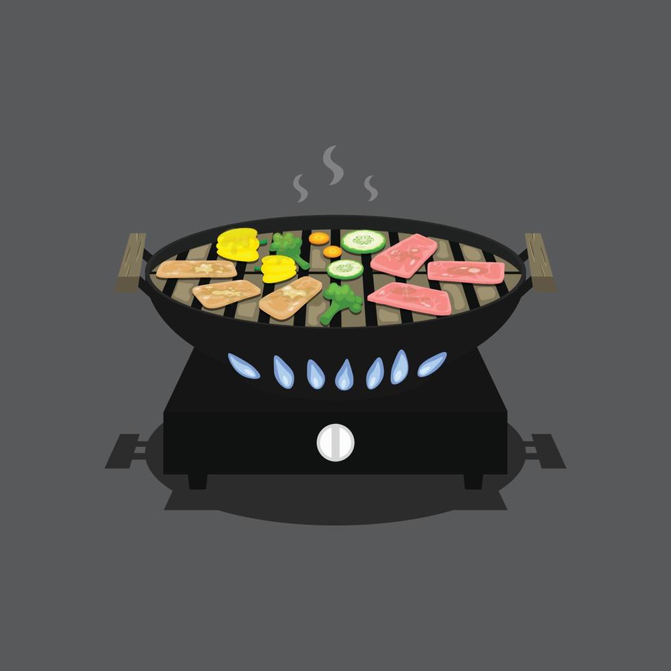 fondo yakiniku. diseño con estilo de dibujos animados. vector