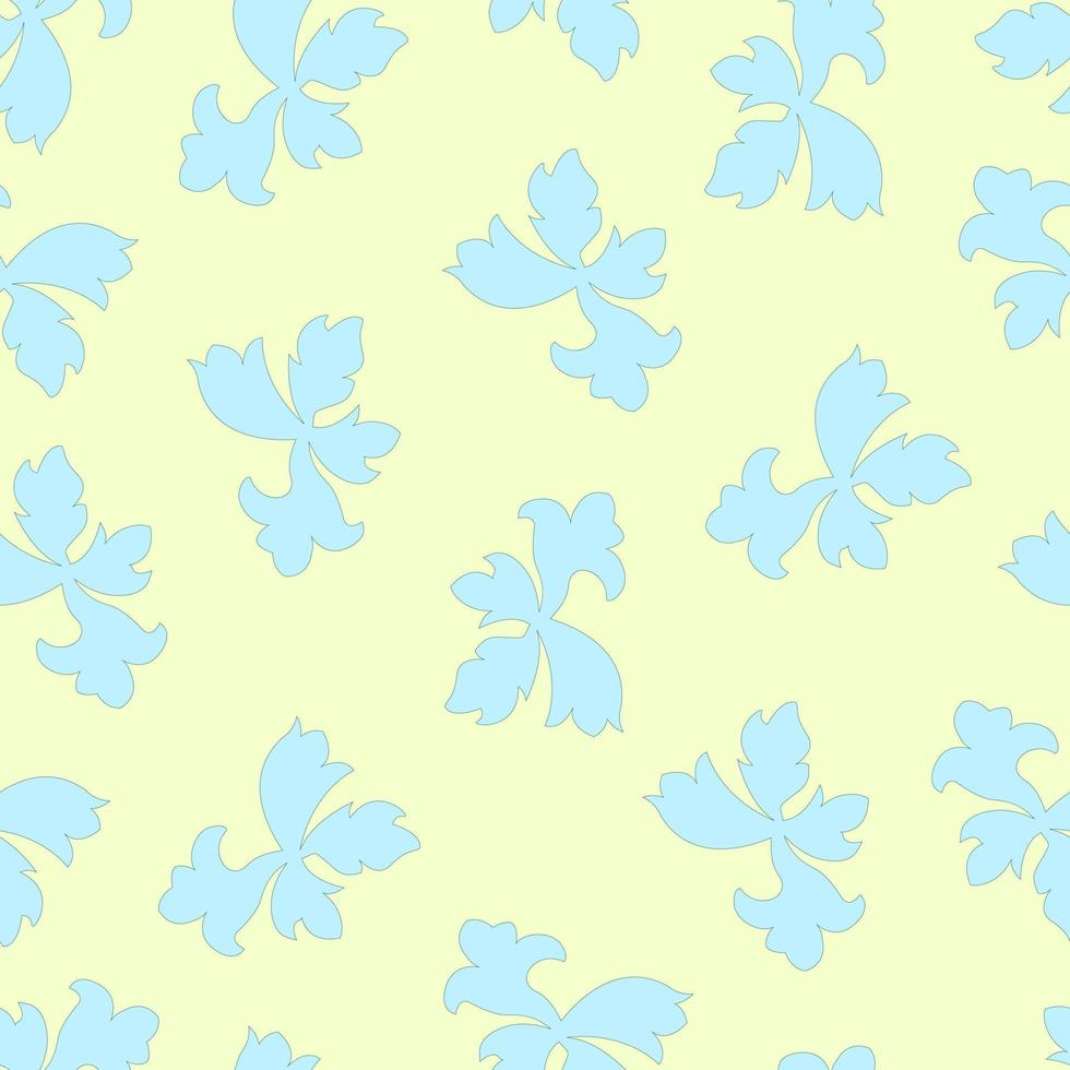 Seamless pattern abstract pale blue flower on a yellow background vector