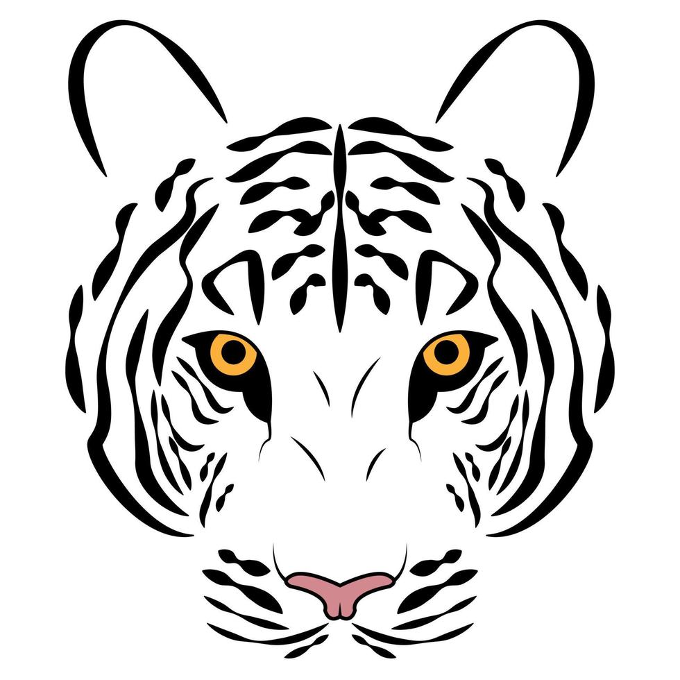 vector de silueta de cara de tigre. cara de tigre para diseño de tatuaje