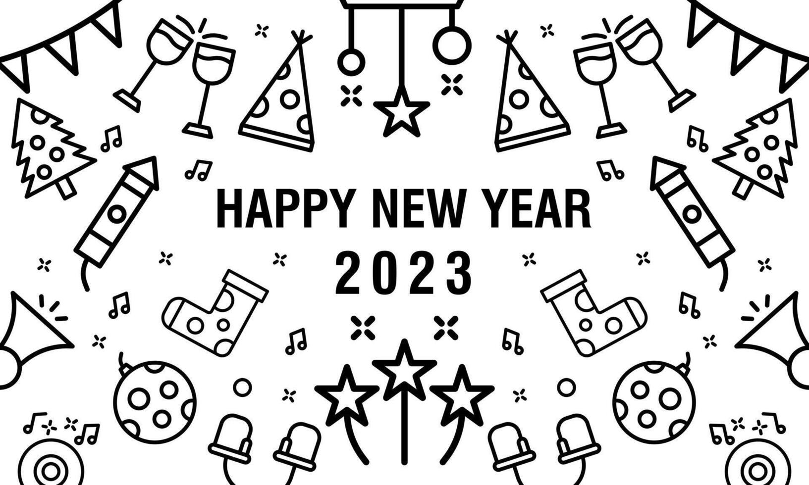 New Year 2023 black line color abstract background for social media design vector