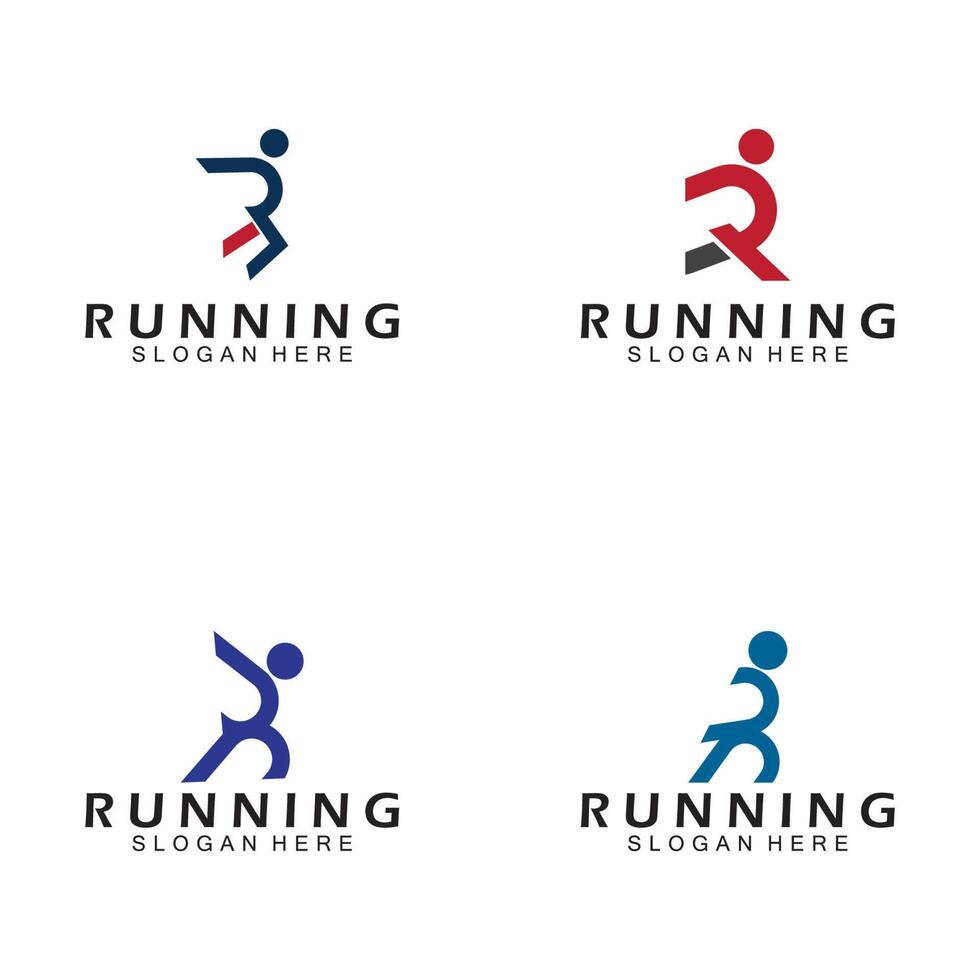 Letter R for running logo design combination letter R and people