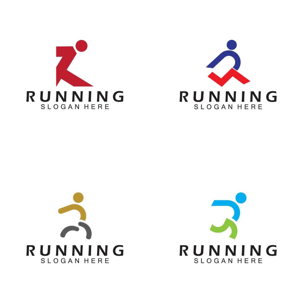 Letter R for running logo design combination letter R and people vector