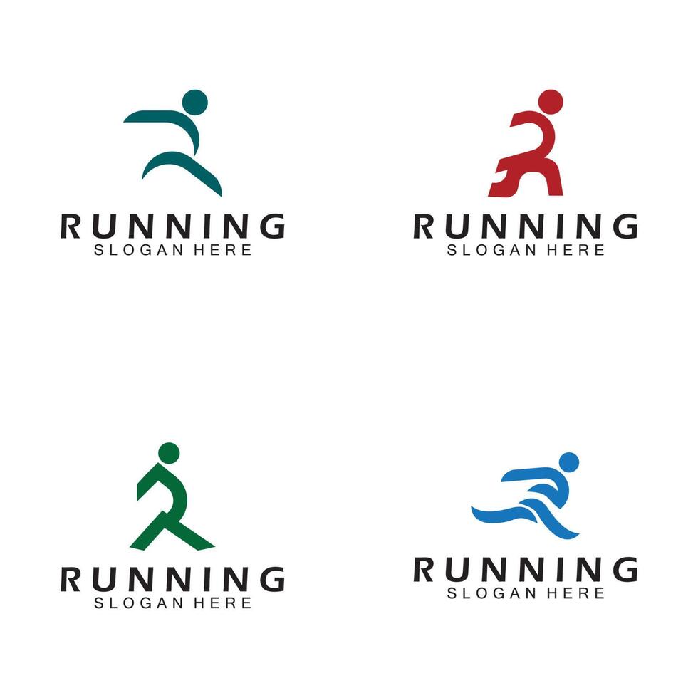 Letter R for running logo design combination letter R and people vector