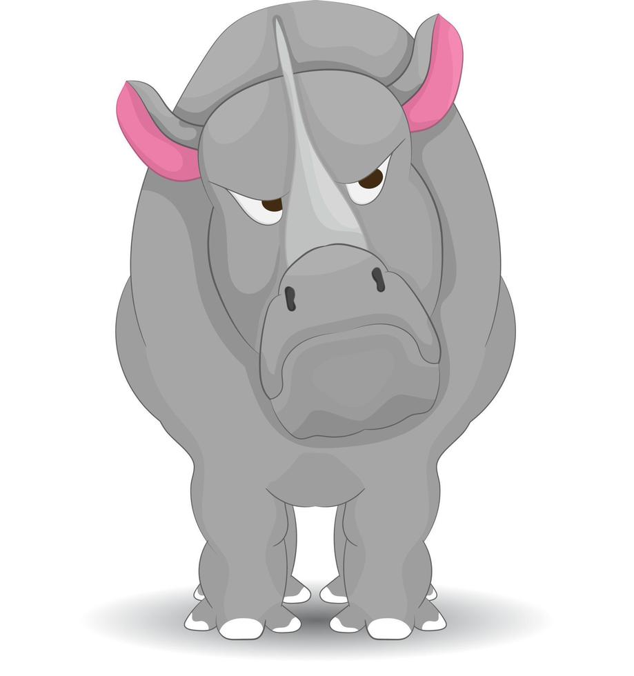 Vector illustration of Cartoon rhino on white background