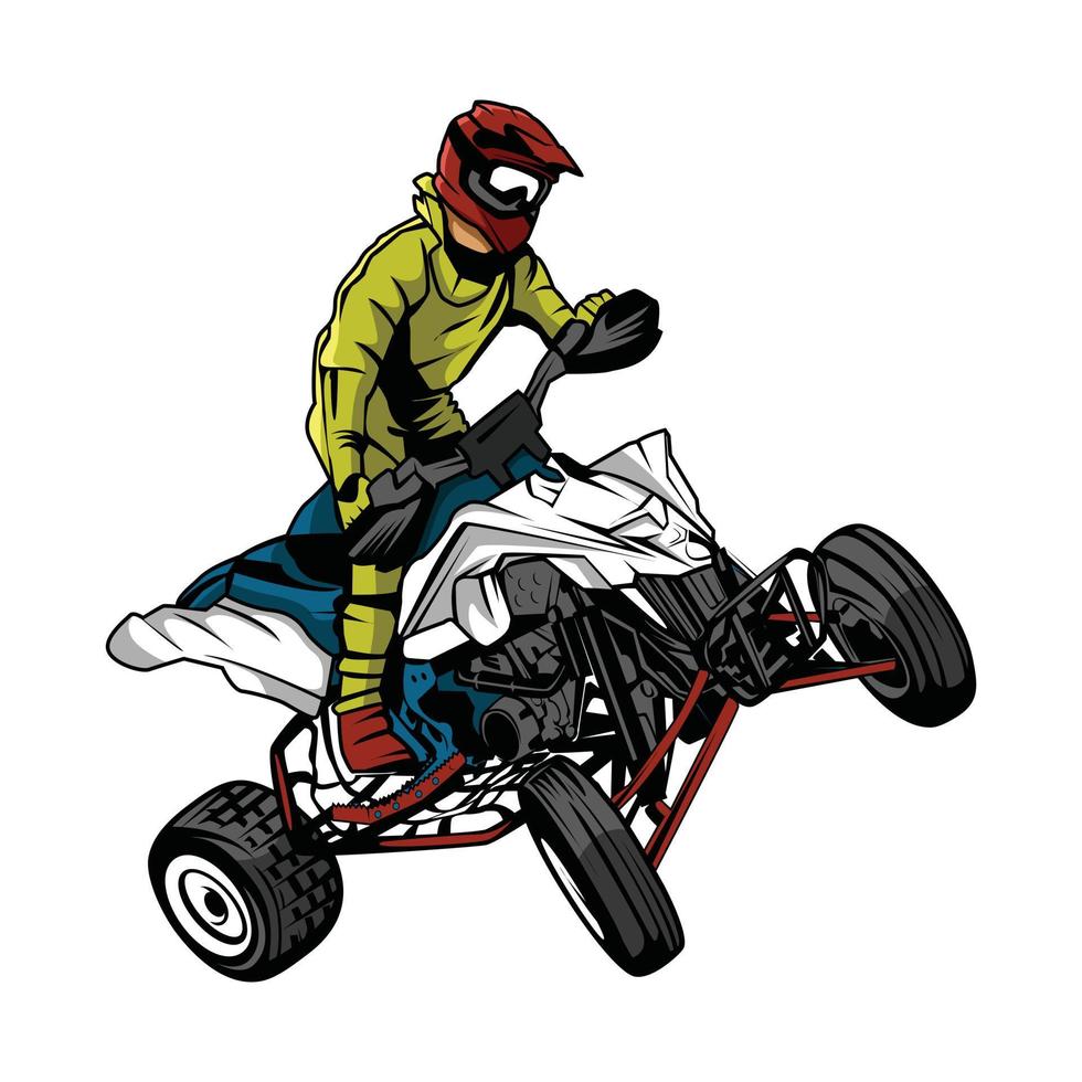 ilustración de piloto de moto atv vector