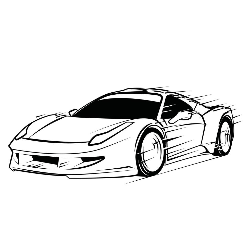Sport Car Black and White Illustration vector