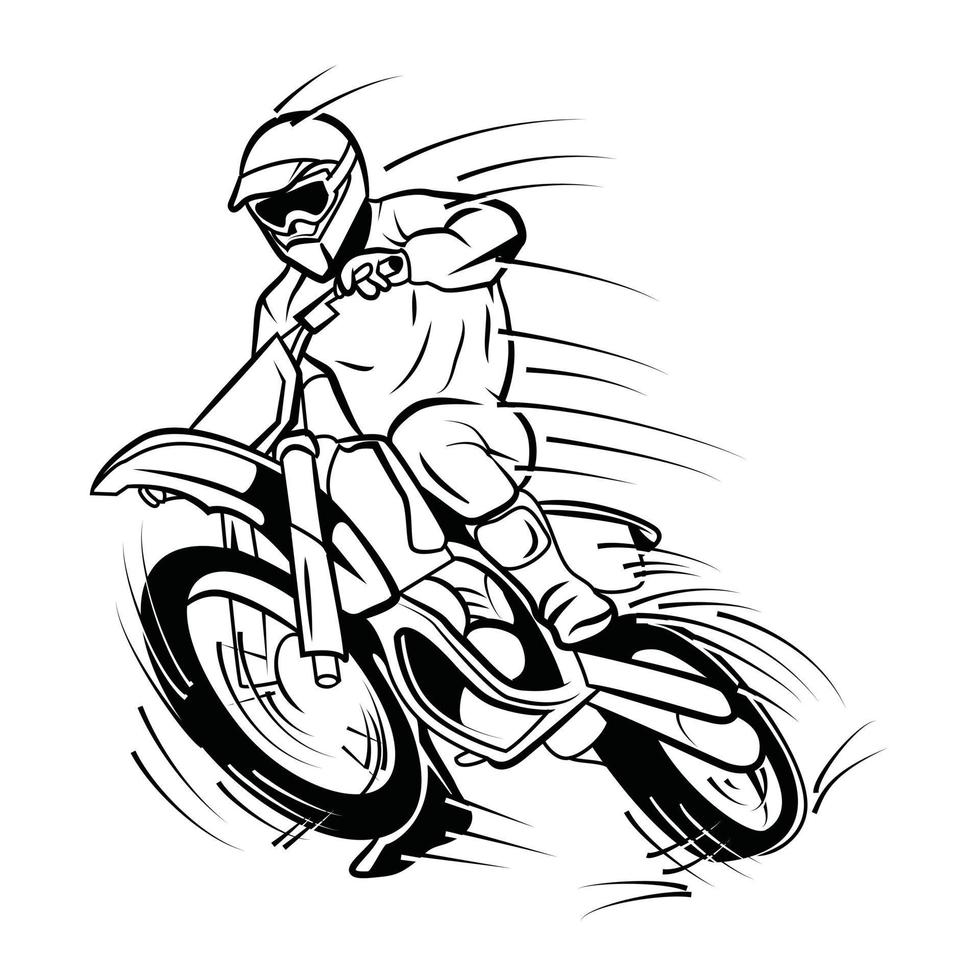 Moto Trail Illustration Black and White 15547732 Vector Art at